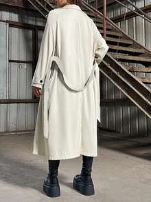 SHEIN Unity Solid Color Belted Coat - Khaki - View 2