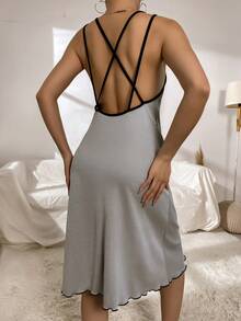 Ladies' Backless Loose Spaghetti Strap Homewear Dress