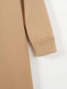 SHEIN EZwear Thả vai Dây rút Đàm áo cánh có mũ - Màu Khaki - Xem 4