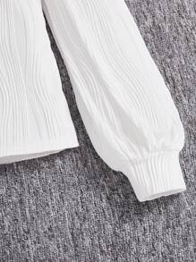 SHEIN 少女方領泡泡袖t恤 - 白色 - 查看 3