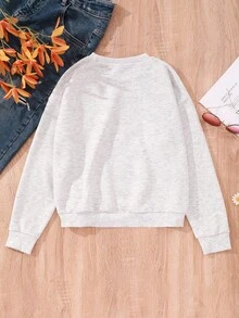 SHEIN 秋冬女童字母印花套頭衛衣 - 灰色 - 查看 2