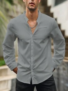 Manfinity Homme 長袖襯衫 - 灰色 - 查看 1