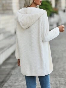 SHEIN LUNE 毛絨兔毛帽卡通大衣 - 杏色 - 查看 2