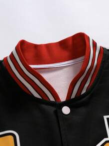 Manfinity LEGND Loose Fit Men's Printed Graffiti Varsity Jacket - Black - View 6