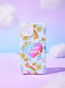 ROMWE X Care Bears Printed Dual Layer Phone Case With Tempered Glass Screen Protector (Compatible With Iphone) - Multicolor - View 1