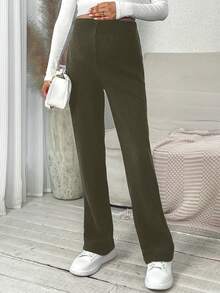 SHEIN Có thể điều chỉnh Dây thắt lưng Thai sản Sọc Quần - xanh quân đội - Xem 6