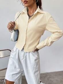 SHEIN Unity Trở lại Buộc Áo sơ mi - Màu vàng - Xem 4