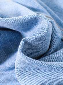 SHEIN Young Boy Letter Patched Ripped Jeans - Light Wash - View 5