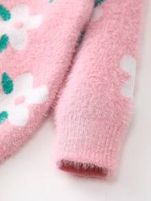 SHEIN 女童花紋針織開衫 - 粉色 - 查看 5