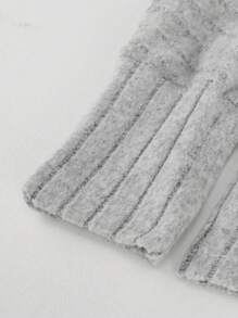 SHEIN LUNE Hơn Tay áo dơi Gân đan Áo thun & quần - Màu Xám nhạt - Xem 7