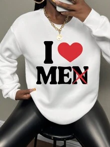 Slaydiva Women's Slogan Printed Sweatshirt - White - View 4