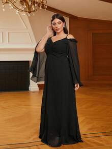 seomiscky Đầm dự tiệc tối giản có tay hở vai dành cho nữ - màu đen - Xem 7