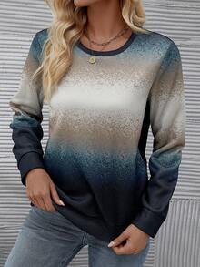 SHEIN LUNE Women's Casual Tie-Dye Gradient Fleece Pullover Sweatshirt - Multicolor - View 6