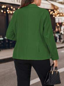 Calvaya Women's Plus Size Angular Lapel Collar Suit Jacket - Green - View 2