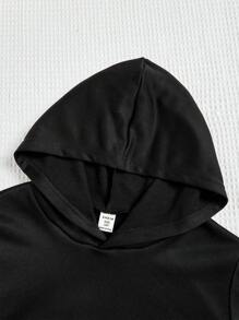 SHEIN Sudadera Con Capucha Larga Para Niñas Con Rayas Y Estampado