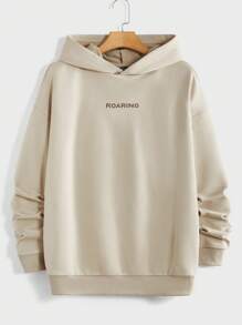 Manfinity RebelGame Lỏng lẻo phù hợp mặt trời & Đồ họa Chữ cái Thả vai Hoodie Cho nam giới - Màu Khaki - Xem 2