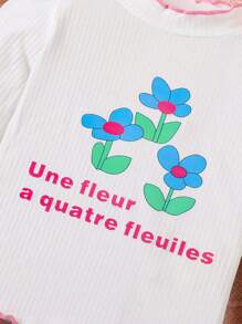 Baby Girls' Stand Collar Flower Pattern Knitted Pullover Sweater - White - View 3