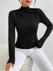 Chiquease Cổ giả Xù Áo thun - màu đen - Xem 3