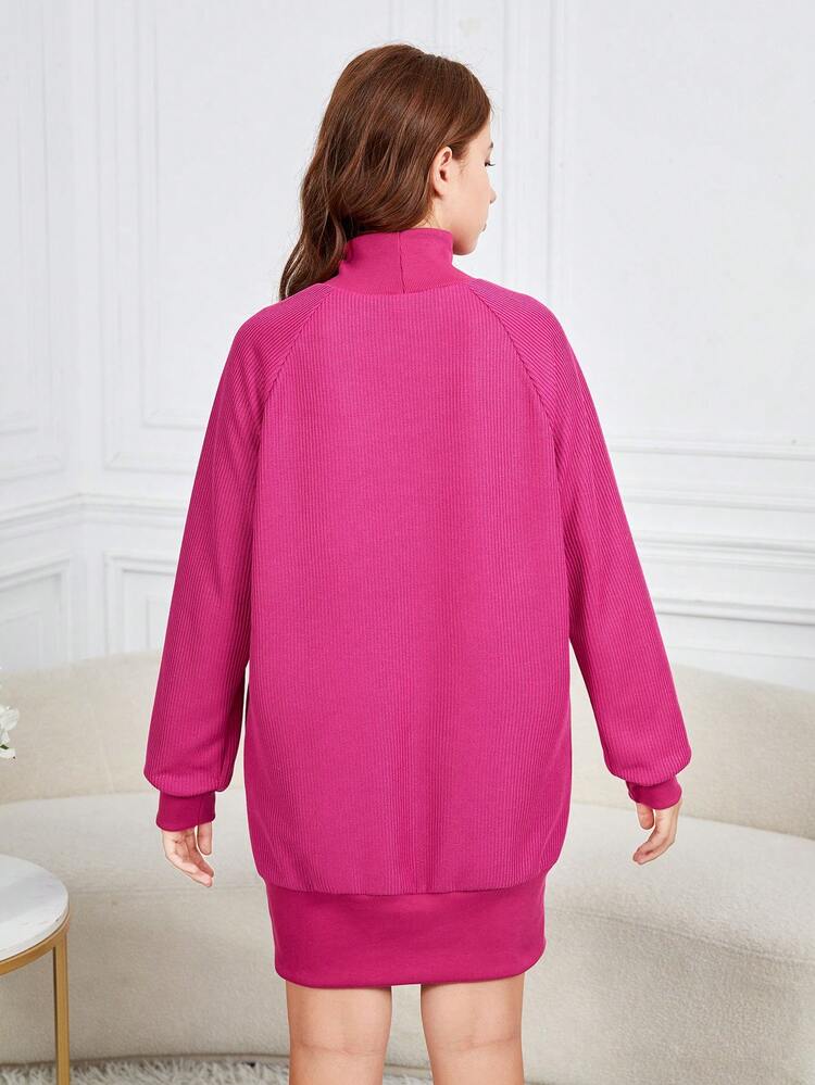 Teen Girl High Neck Raglan Sleeve Dress