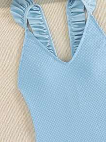 Swim Mod Traje de baño de una pieza con ribete de volantes para la playa de verano con vestido de playa