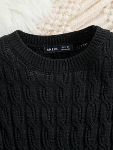 Vestido De Manga Larga De Lana Negro Para Niña, Otoño E Invierno - Negro - Ver 8