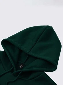 Sudadera Con Capucha De Talla Grande Para Hombre Con Estampado De Texto - Verde Oscuro - Ver 5