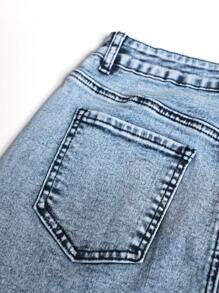 Falda Vaquera De Mujer Con Dobladillo Alto-bajo Y Abertura Lateral