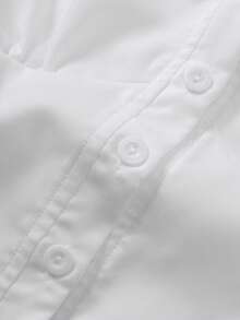 SHEIN Qutie Solid Button Front Shirt - White - View 6