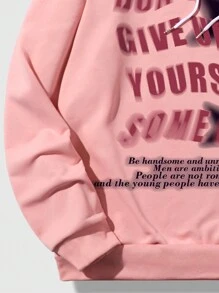 ROMWE MEN Street Life 男款印花粉色連帽衫 - 粉色 - 查看 6