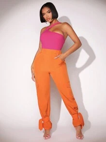 SHEIN SXY Cargo Pants With Bow Tie And Jogger Hem