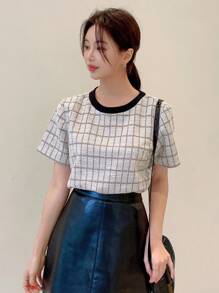 Dazy Star Của phụ nữ In kẻ sọc Áo thun - Nhiều màu - Xem 4