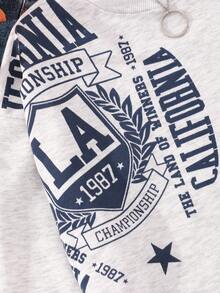 SHEIN 秋冬女童字母印花套頭衛衣 - 灰色 - 查看 5