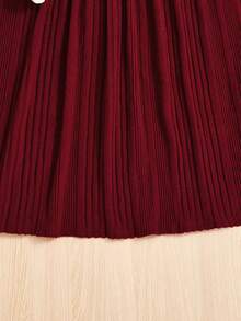 Cô gái Tween Áo phông trơn & Nơ mặt trước Váy Dây - Đỏ - Xem 4