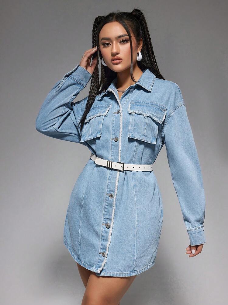 Momo A Bu Flap Pocket Dress Without Waistband