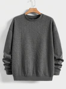 Manfinity RebelGame 男士針織休閒長袖垂肩運動衫 - 深灰色 - 查看 1