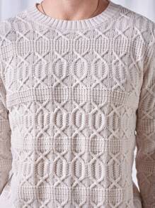 Manfinity VCAY 男士純色肋紋毛衣 - 杏色 - 查看 6