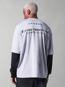 SUMWON 双层 T 恤 - 麻灰色 - 灰色 - 查看 1