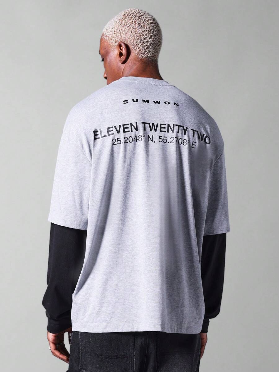 SUMWON 双层 T 恤 - 麻灰色 - 灰色 - 查看 1