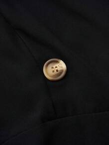 SHEIN Clasi Plus Two Tone Double Breasted Pleated Hem Dress - Black and White - View 3