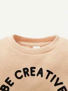 Newborn Baby Boys' Knitted Soft Letter Print Round Neck Sweatshirt Two Piece Set - Multicolor - View 4