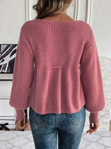 SHEIN Essnce Sweater With Bead Decoration And Tie-Up Design - Rose Red - View 2