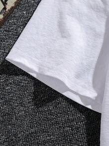 Manfinity Homme 男士加大碼字母印花短袖t恤 - 白色 - 查看 4