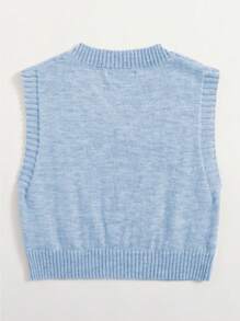 Elamini 女性簡約純色v領針織背心上衣