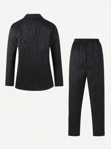 2 件套 時尚帥氣的男孩休閒套裝,搭配西裝外套和長褲,非常適合秋季優雅或浪漫的派對和演出 - 黑色 - 查看 2