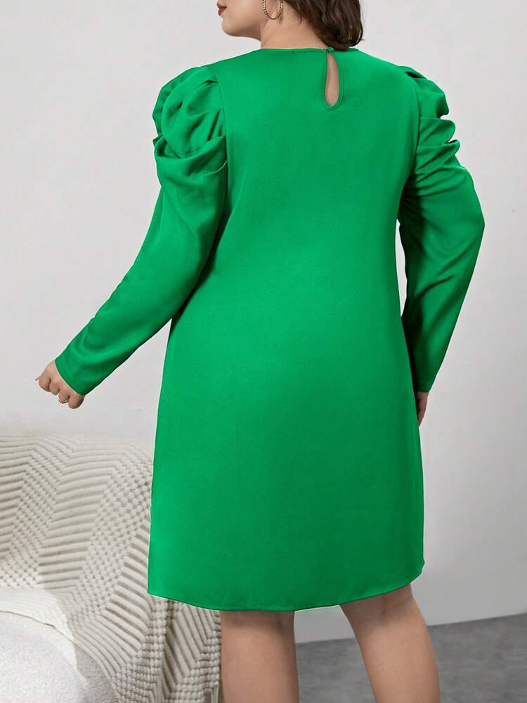 Plus Gigot Sleeve Dress Without Belt