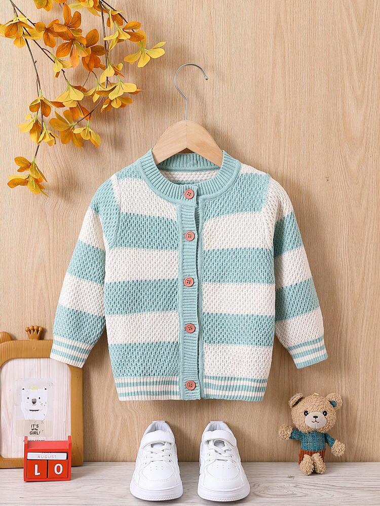 Girls' (little) Striped Single Breasted Knitted Cardigan