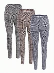 SHEIN 3入組孕婦格紋高腰打底褲 - 彩色 - 查看 2