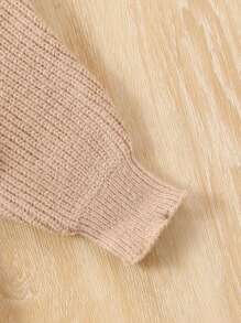 SHEIN Cô gái Tween Cổ giả Chất rắn Sweater & Knit Skirt - Màu be - Xem 4