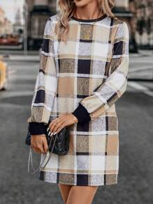 SHEIN LUNE In kẻ sọc Váy liền áo vừa vặn - Nhiều màu - Xem 5