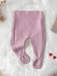 Quần len dệt kim ấm áp màu hồng cho bé gái - Màu tím hoa cà - Xem 2